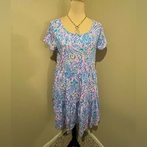 Lilly Pulitzer Geanna Swing Dress in Lilac Rose We Mermaid It print, size Medium